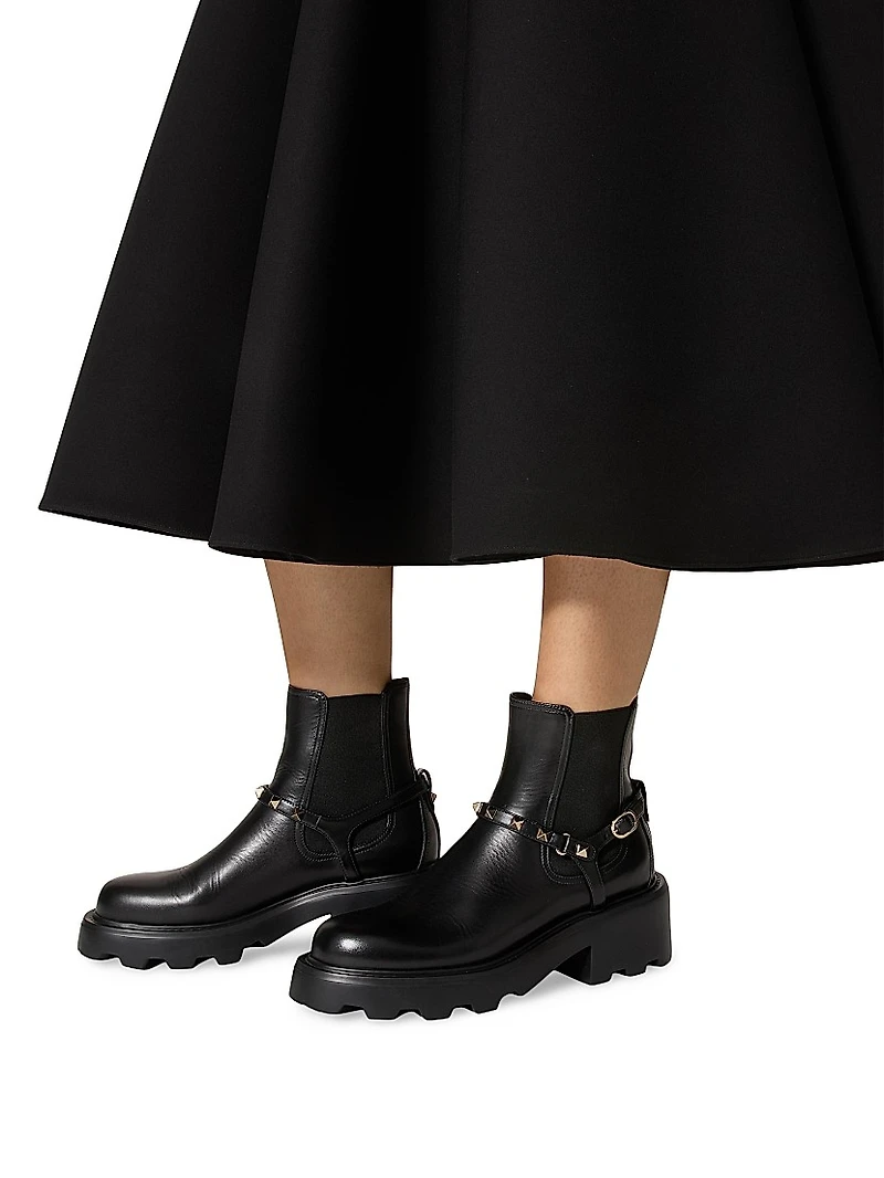 Rockstud 55MM Calfskin Beatle Boots