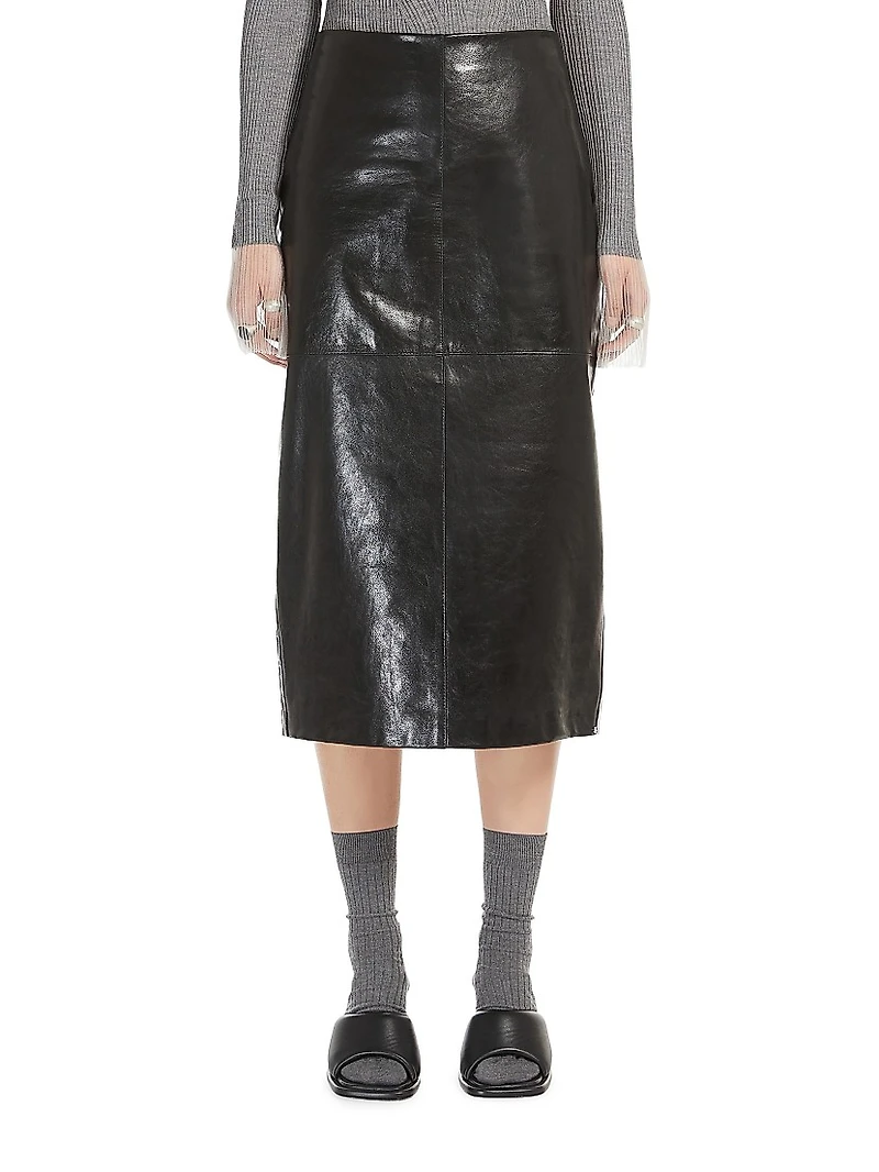 Bairo Leather Midi-Skirt