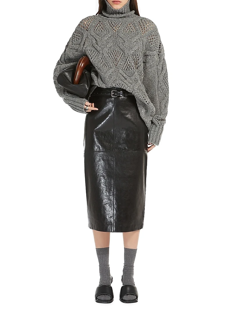 Bairo Leather Midi-Skirt