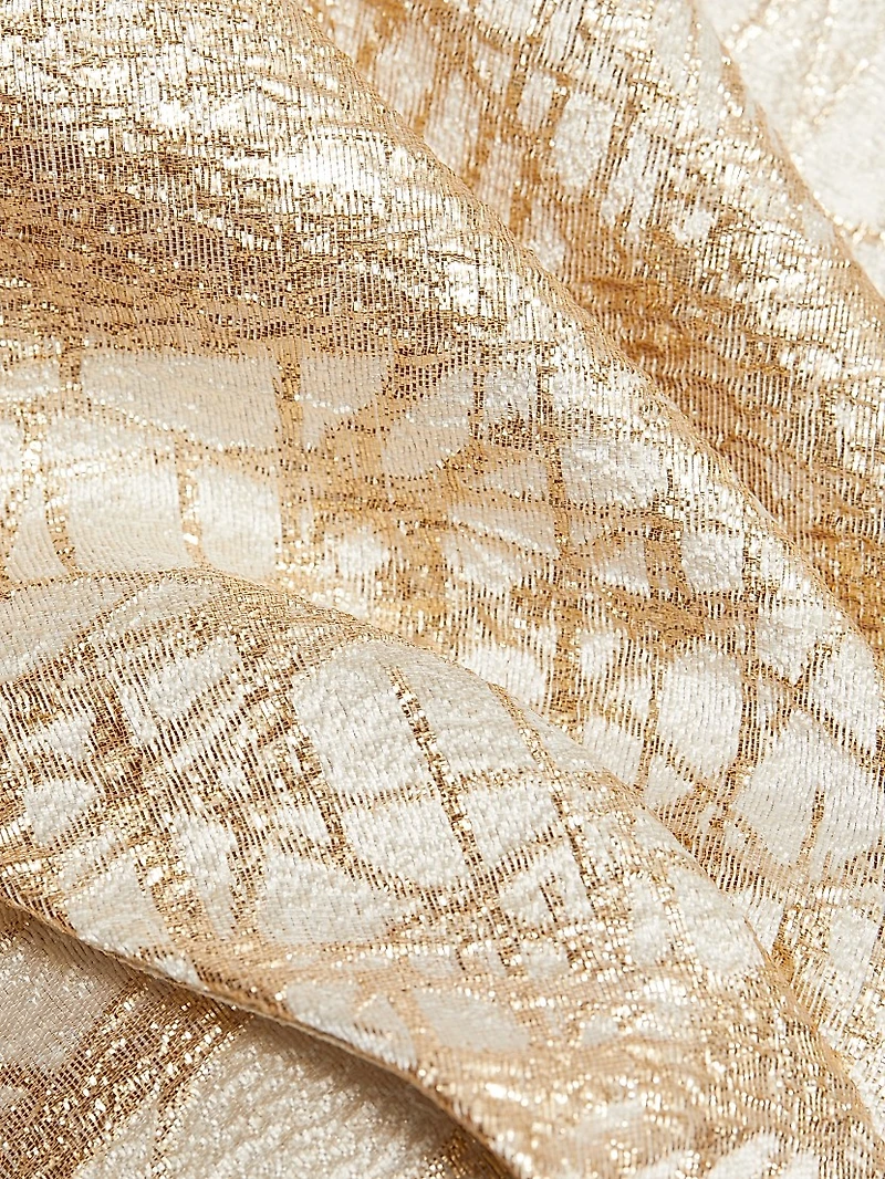 Metallic Jacquard Fit & Flare One-Shoulder Gown