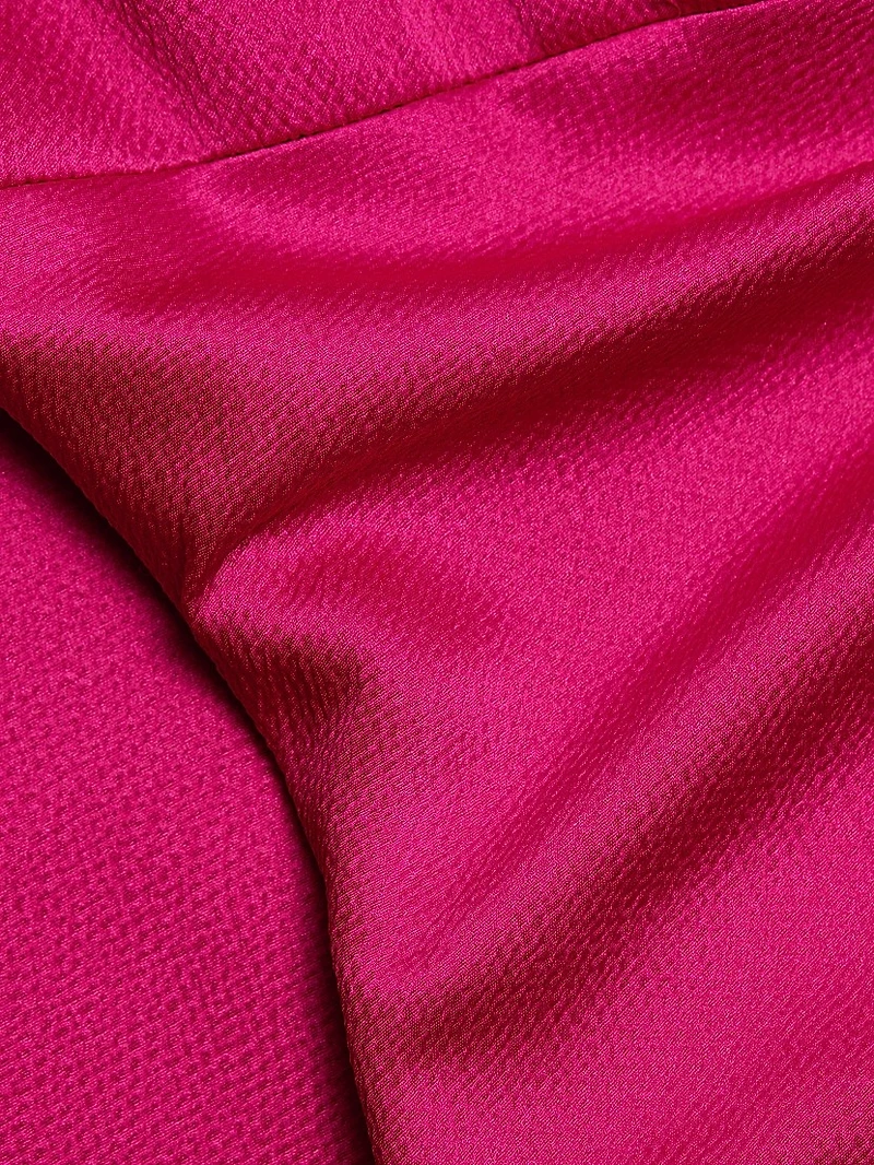 Satin A-Line Cowlneck Midi-Dress