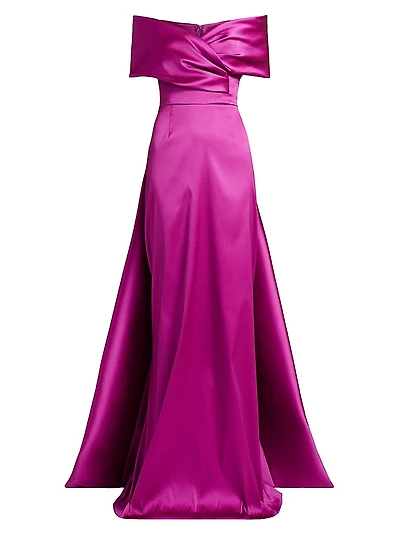 Stretch Gazar Off-The-Shoulder Gown
