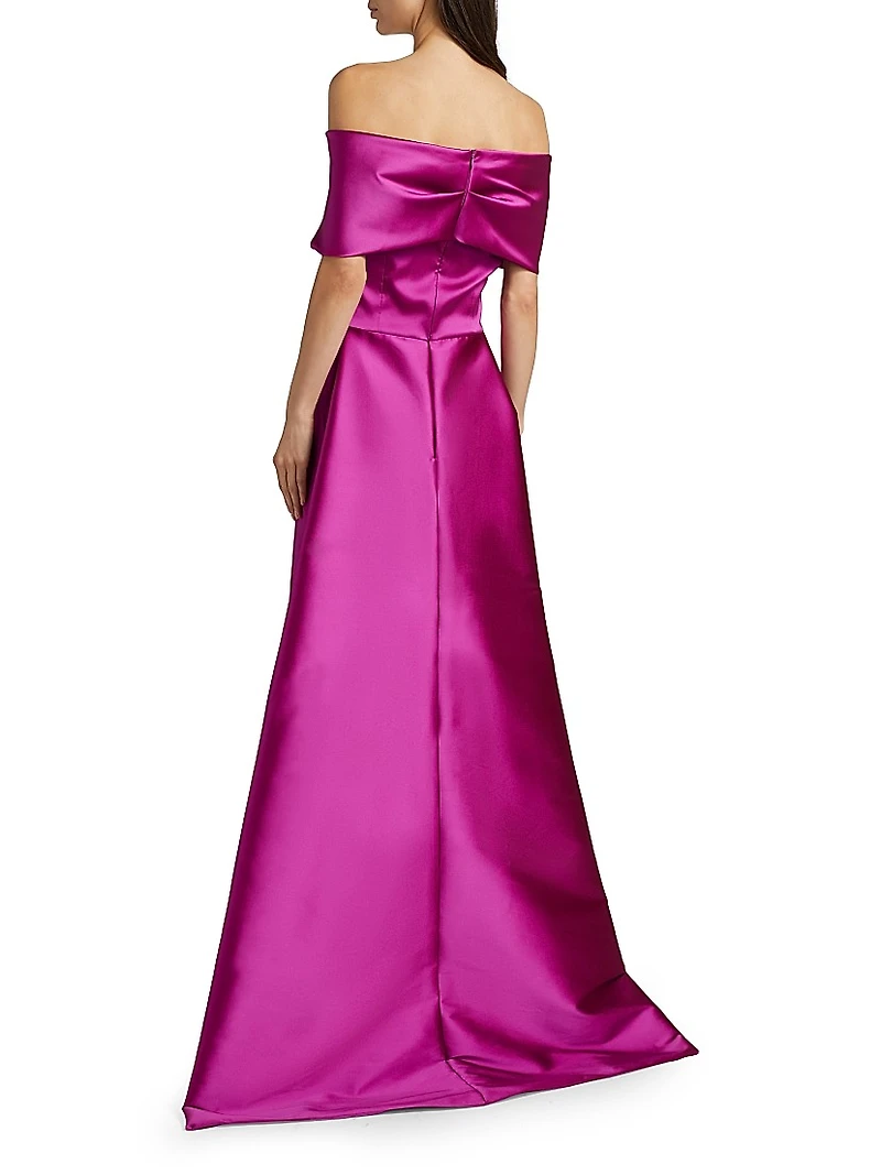 Stretch Gazar Off-The-Shoulder Gown