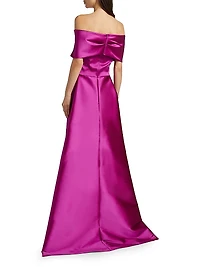Stretch Gazar Off-The-Shoulder Gown