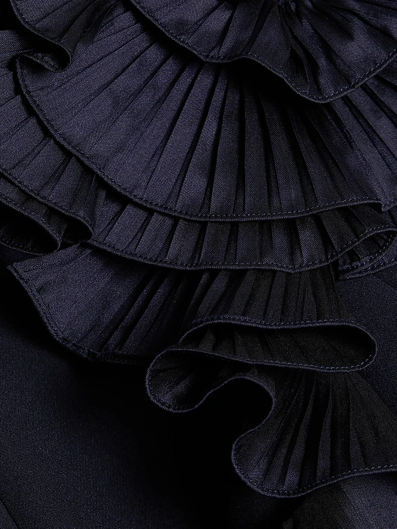 Embellished Crepe One-Shoulder Column Gown