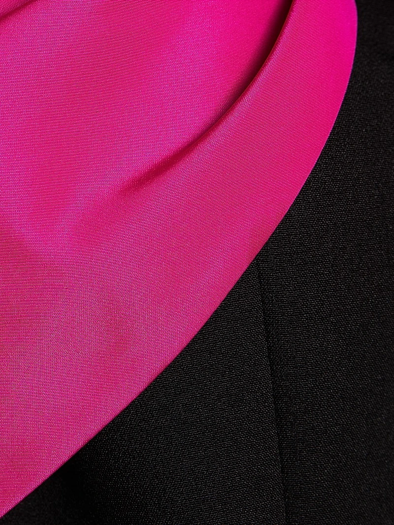 Asymmetric Taffeta Off-The-Shoulder Midi-Dress