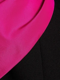 Asymmetric Taffeta Off-The-Shoulder Midi-Dress