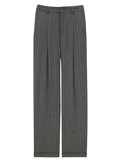 90's Pants in Striped Wool and Cashmere Flannel