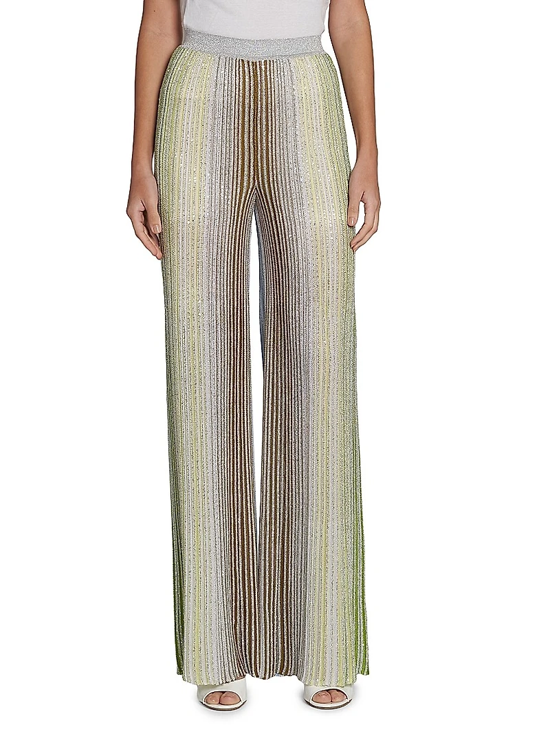 Sequined Pleated Trousers