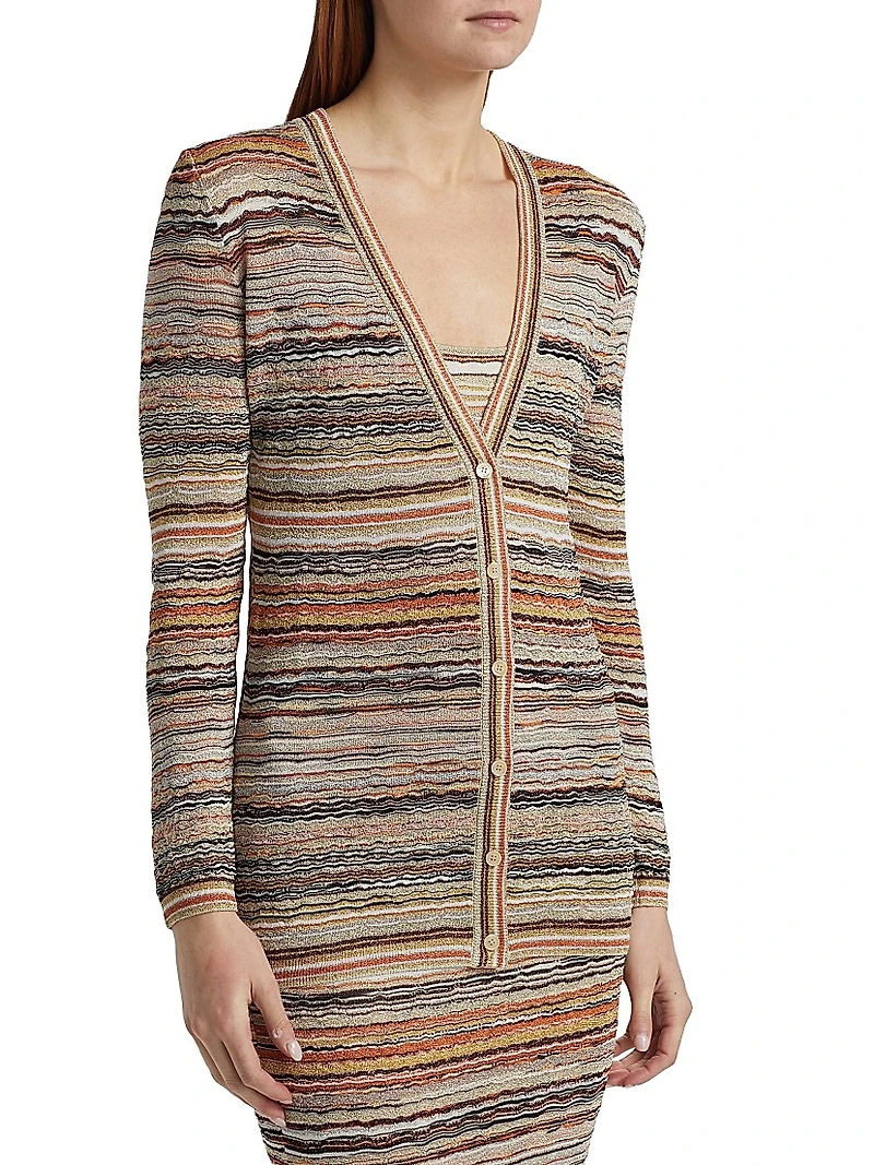 Metallic Relaxed-Fit Cardigan