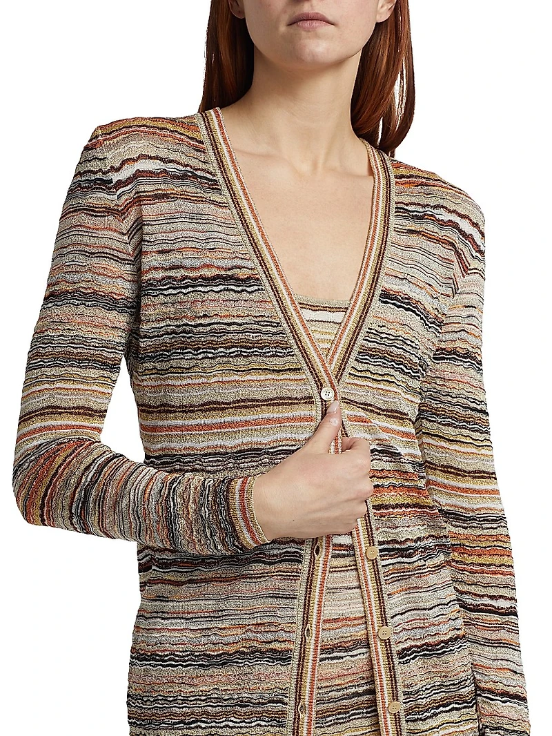 Metallic Relaxed-Fit Cardigan