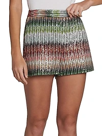 Sequined Chevron Knit Shorts