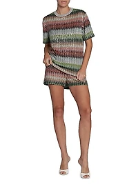 Sequined Chevron Knit Shorts