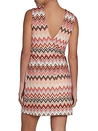 Zigzag Cotton-Blend V-Neck Minidress