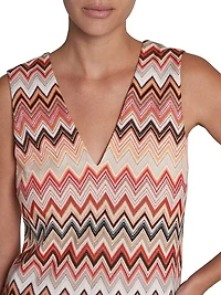 Zigzag Cotton-Blend V-Neck Minidress