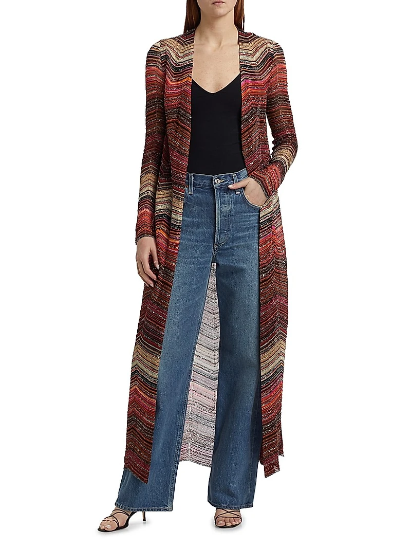 Zig Zag Metallic Duster Cardigan