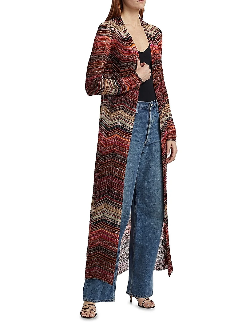 Zig Zag Metallic Duster Cardigan
