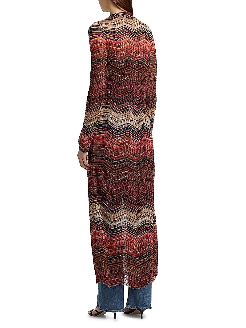 Zig Zag Metallic Duster Cardigan
