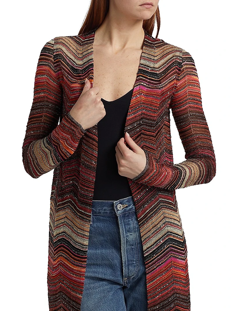 Zig Zag Metallic Duster Cardigan