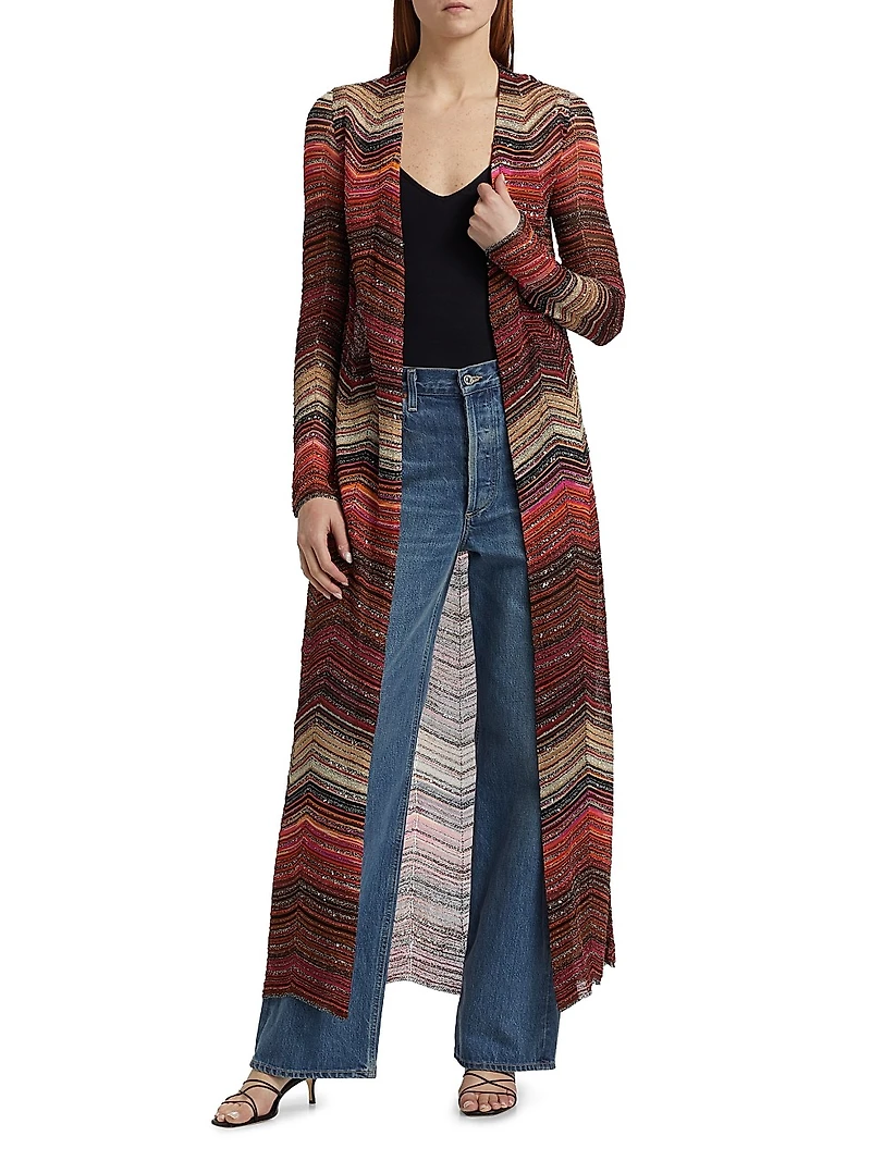 Zig Zag Metallic Duster Cardigan