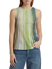 Metallic Rib-Knit Stripe Top