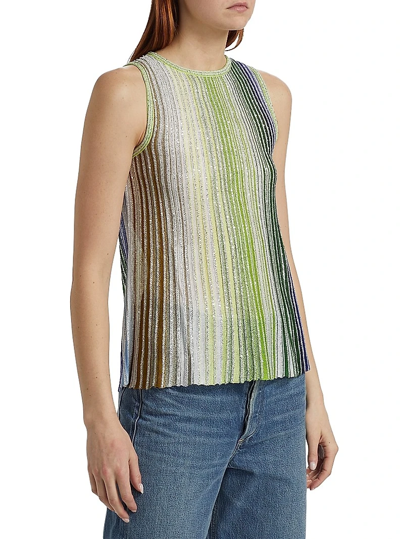 Metallic Rib-Knit Stripe Top