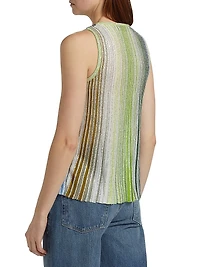 Metallic Rib-Knit Stripe Top