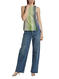 Metallic Rib-Knit Stripe Top