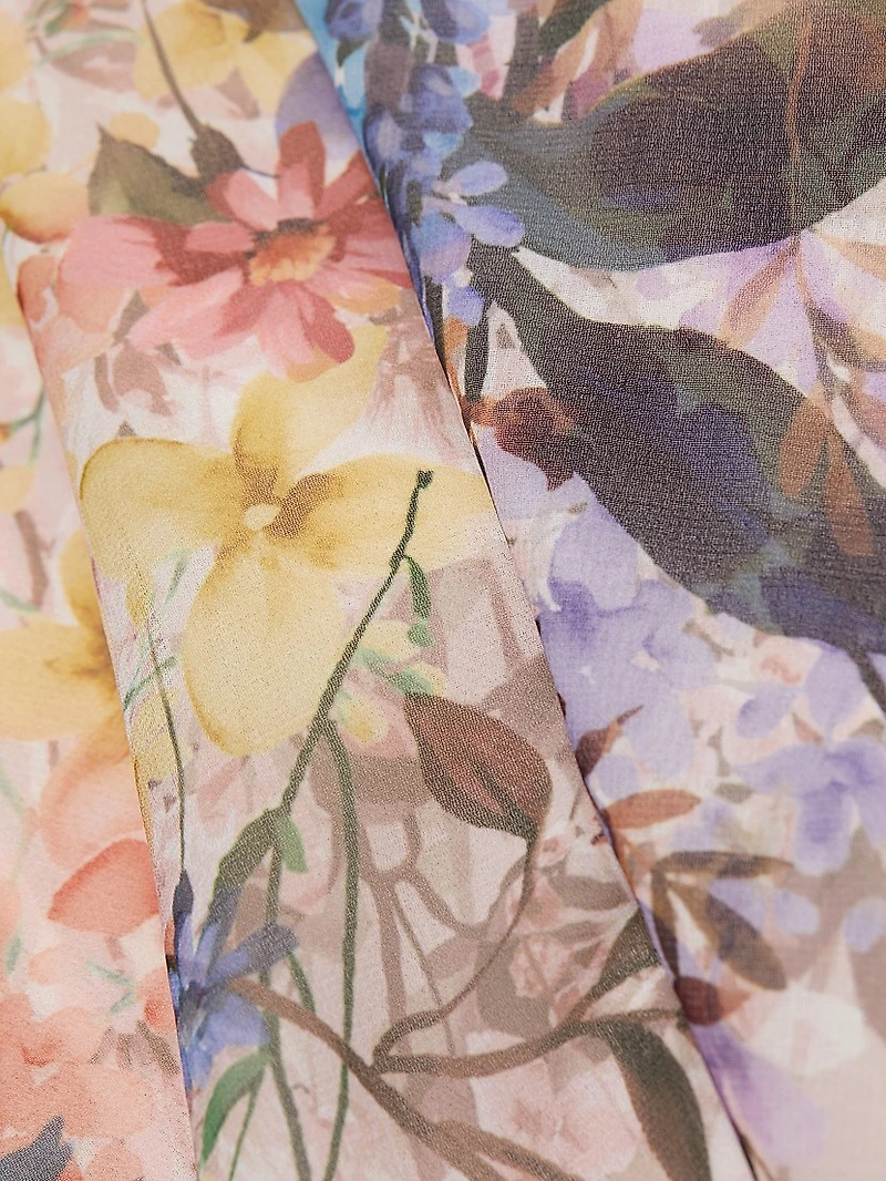 Chiffon Floral Tie-Waist Gown