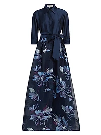 Taffeta Floral Organza Gown