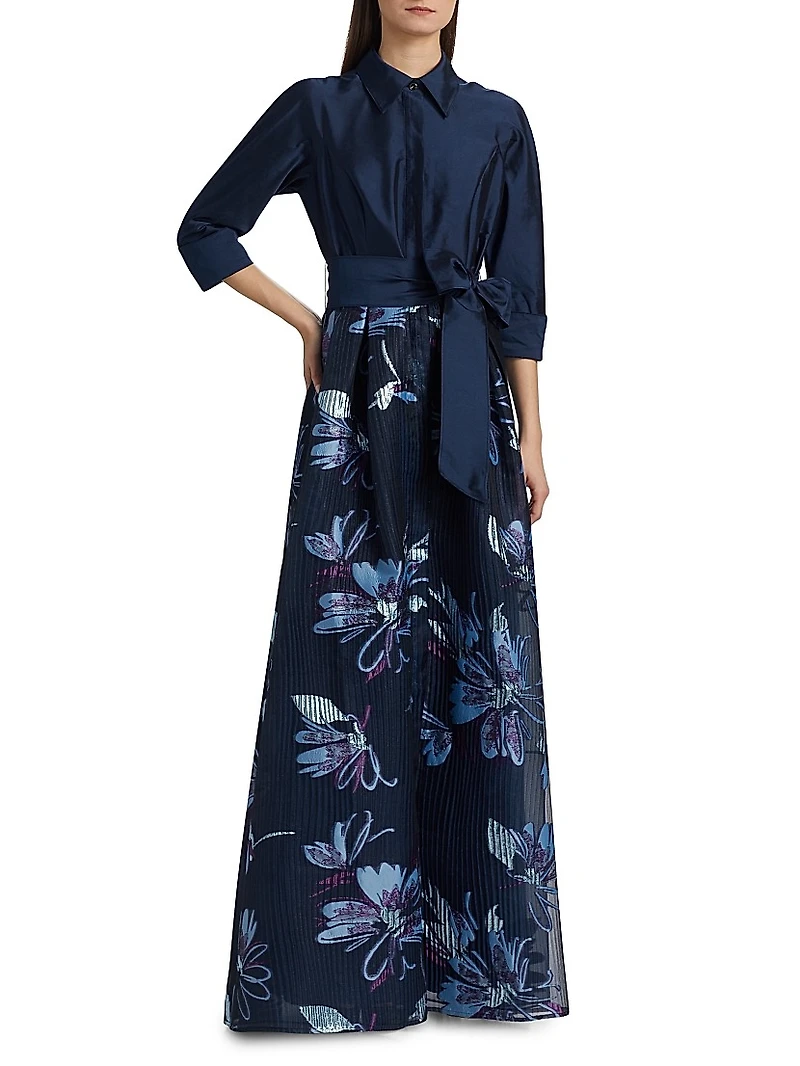 Taffeta Floral Organza Gown