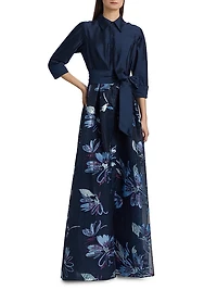 Taffeta Floral Organza Gown