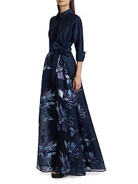 Taffeta Floral Organza Gown