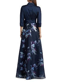 Taffeta Floral Organza Gown