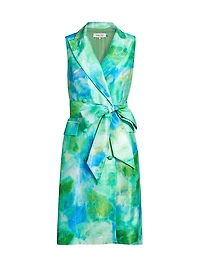 Abstract Leaf Jacquard Cocktail Dress