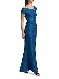 Metallic Jacquard Asymmetrical Gown