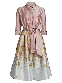Floral Jacquard Taffeta Shirtdress