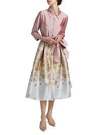 Floral Jacquard Taffeta Shirtdress