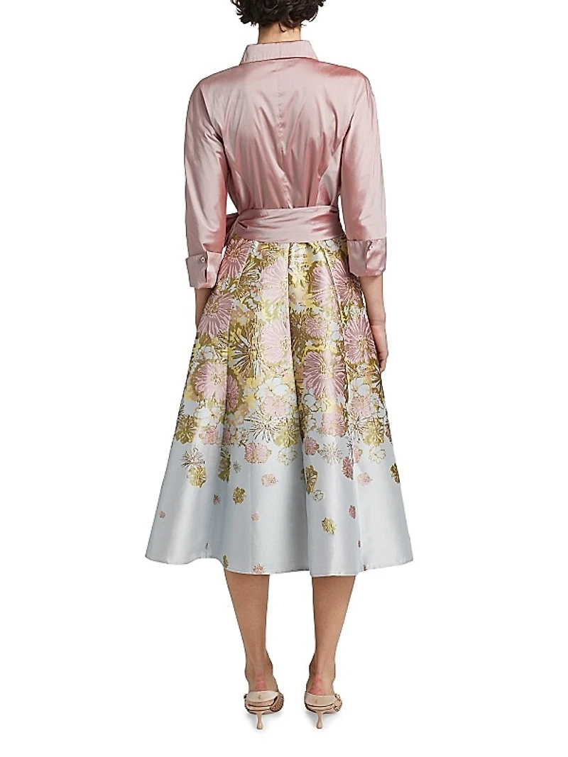 Floral Jacquard Taffeta Shirtdress