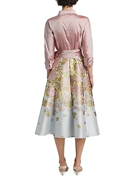 Floral Jacquard Taffeta Shirtdress