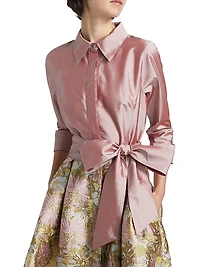 Floral Jacquard Taffeta Shirtdress