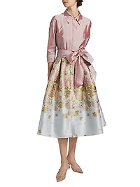 Floral Jacquard Taffeta Shirtdress