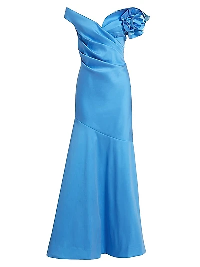 Off-The-Shoulder 3D Flower Gown
