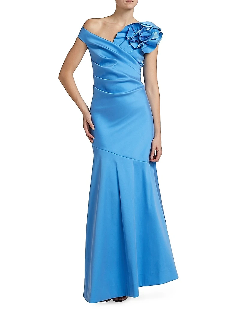 Off-The-Shoulder 3D Flower Gown