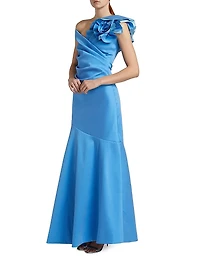 Off-The-Shoulder 3D Flower Gown