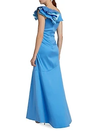 Off-The-Shoulder 3D Flower Gown
