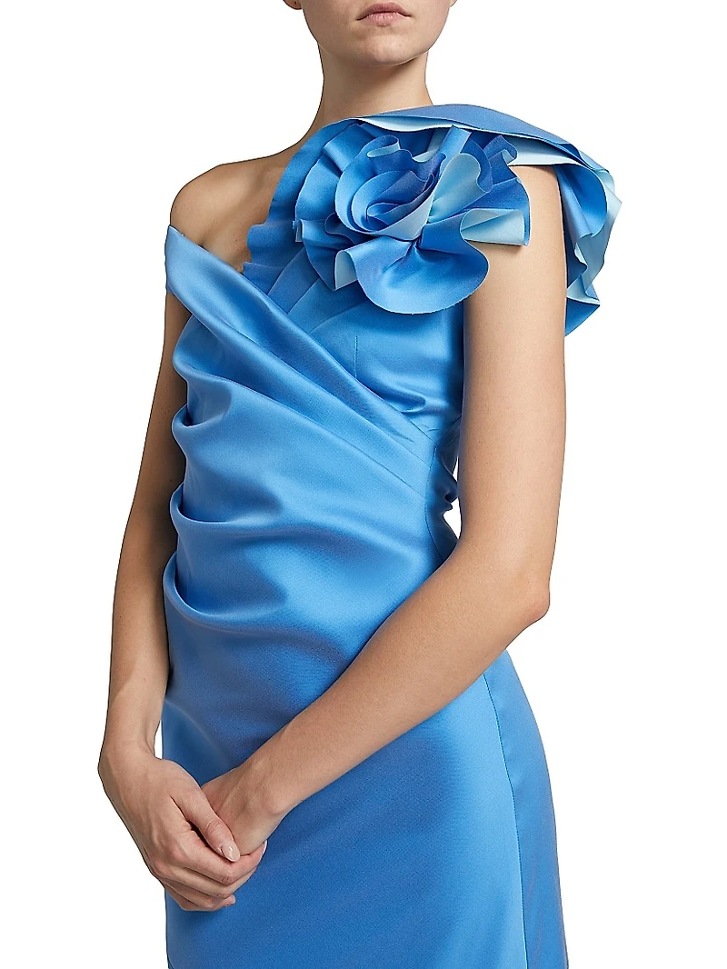 Off-The-Shoulder 3D Flower Gown