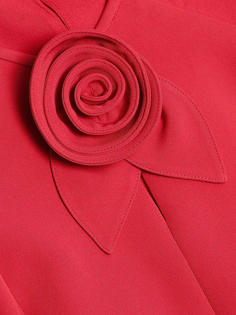 Chiffon Cape-Sleeve Cocktail Midi-Dress