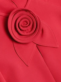 Chiffon Cape-Sleeve Cocktail Midi-Dress