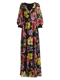 Floral Silk Chiffon Gown